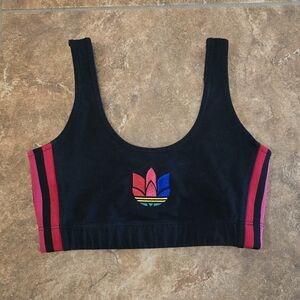 Black Trefoil 3 Striped Adidas Sport Bra